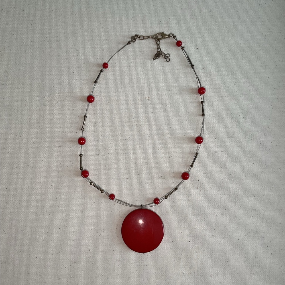 Sophisticated Red and Silver Necklace with Minimalist Design